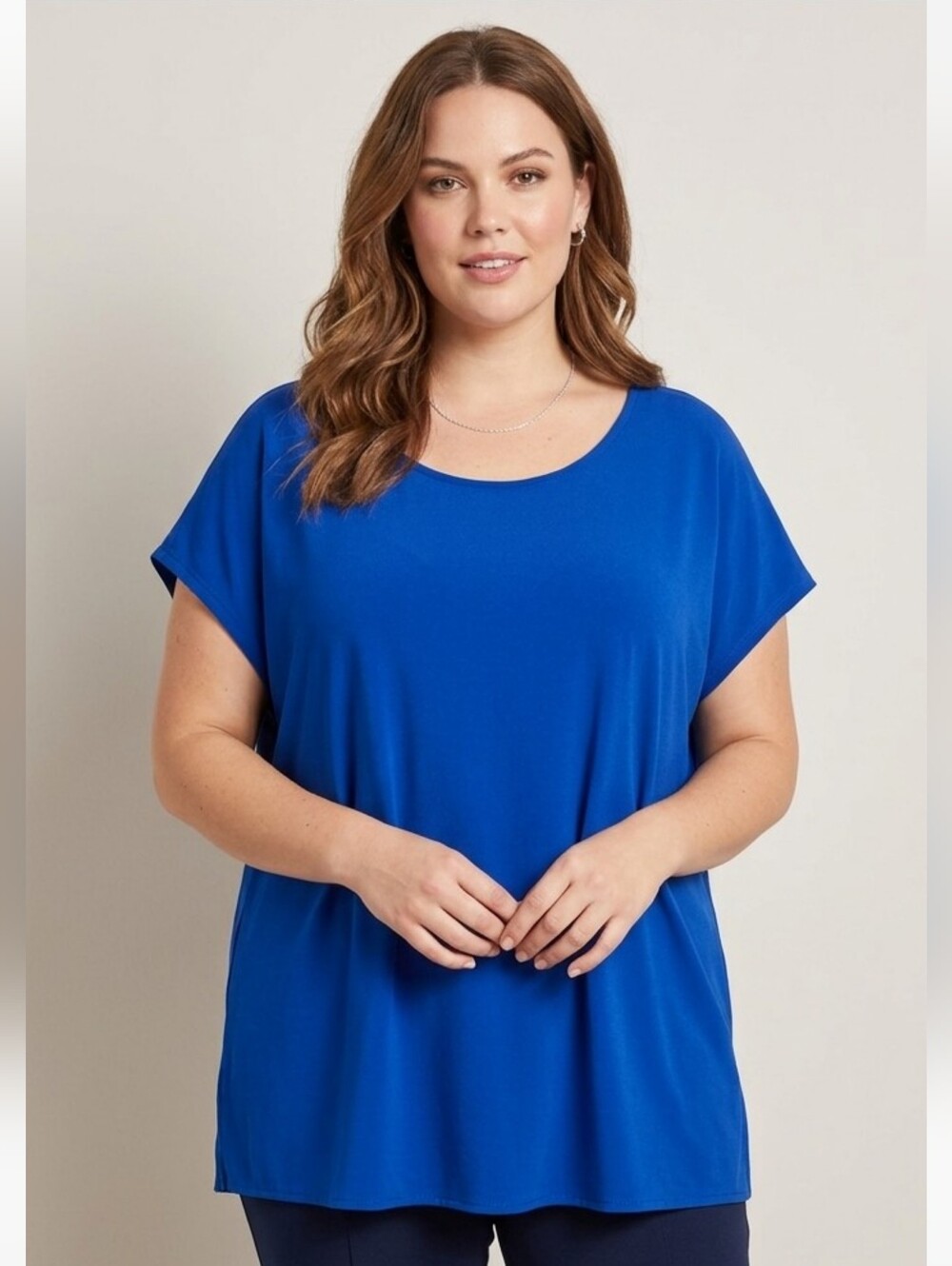 DEX Royal Blue Strappy Back Oversized Tunic Top, Plus Size 3X